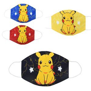 4Pcs Kids Pikaqiu Cotton Face Masks Reusable